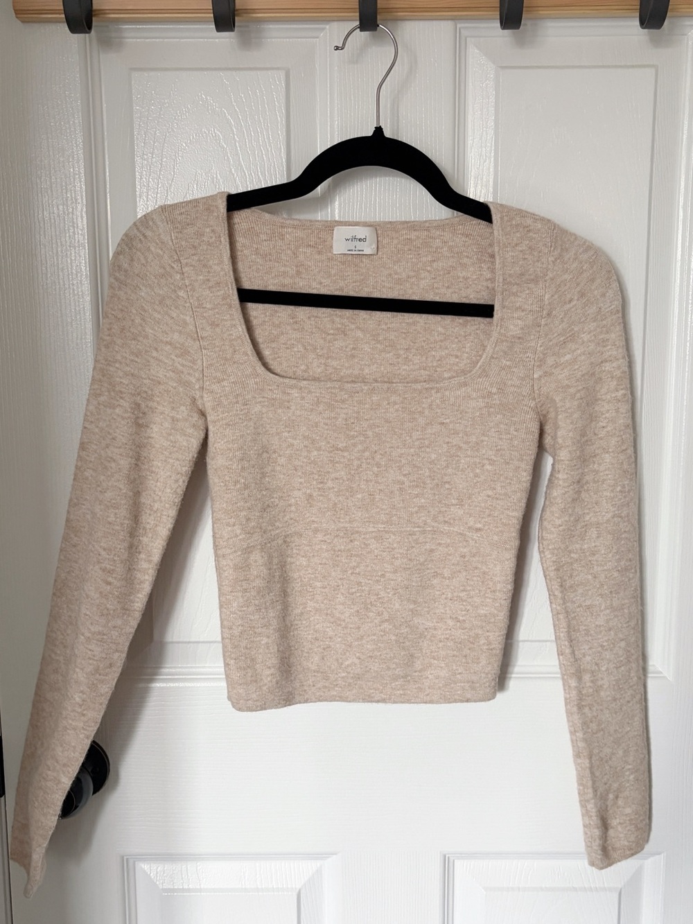 Aritzia Wilfred Square-Neck wool Beige Knit Sweater